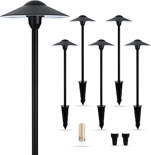 Gardencoin Low Voltage Pathway Lights (8.5'' Shade, 21.5'' Tall)，12V Outdoor LED Landscape Path Lights Wired, Aluminum Pathway Lighting with 3W 2700K Replaceable Bulb for Walkway Garden Yard, 6 Pack