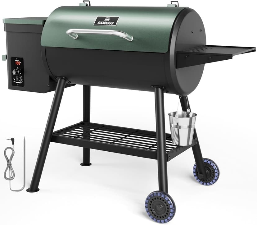 Grills HWPG-550B Electric Wood Pellet Smoker Grill, 565 SQ.IN Cook Area Pellet Grill with Auto Feed & PID Temperature Control (180-450°F), 8 in 1 BBQ Grill & Meat Probe for Backyard Outdoor