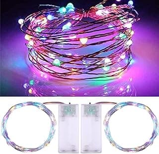 String Lights, Waterproof LED String Lights,2 Pack 20ft 60 LED Festival Decorations Crafting Battery Powered Copper Wire Starry Fairy Lights (Multicolor)