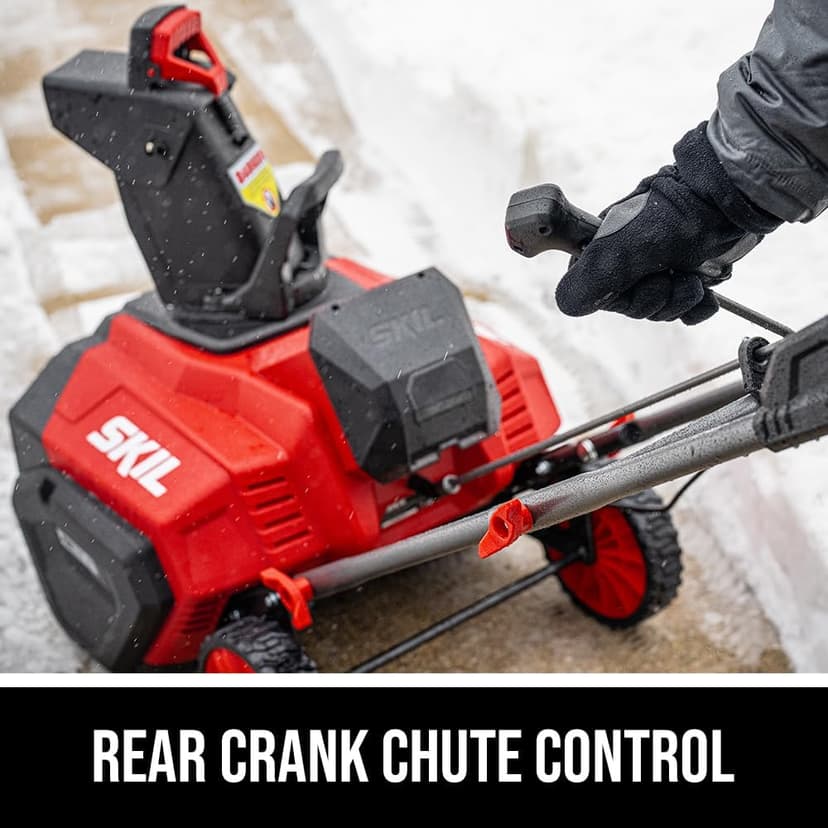 SKIL PWR CORE 40 Brushless 40V 20 in. Single Stage Snow Blower Kit, 30'ft Throwing Distance, Includes 6.0Ah Battery and Charger- SB2001C-10 red