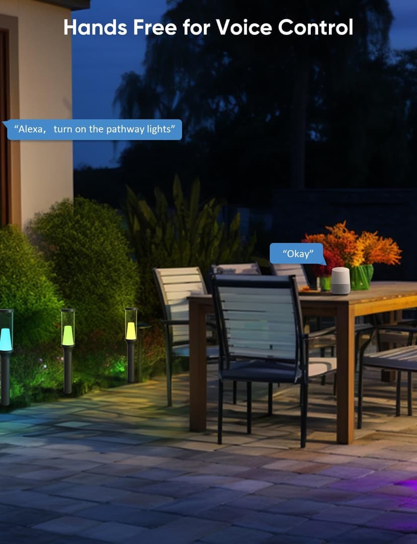 Pathway Lights Outdoor, RGBCW Low Voltage Landscape Lighting, Smart APP and Alexa Control, IP65 Waterproof, Color Changing Walkway Lights for Garden, Yard, Patio, Christmas, 4 Pack