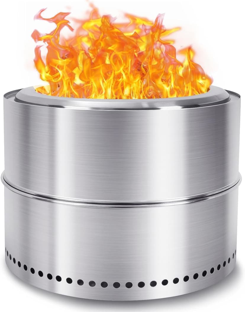 HGD 20 inch Smokeless Firepit Outdoor, Portable Smokeless Fire Pit for Camping with Travel Bag, Stainless Steel Wood Burning Stove for Backyard & Patio, Easy Setup & Compact Storage