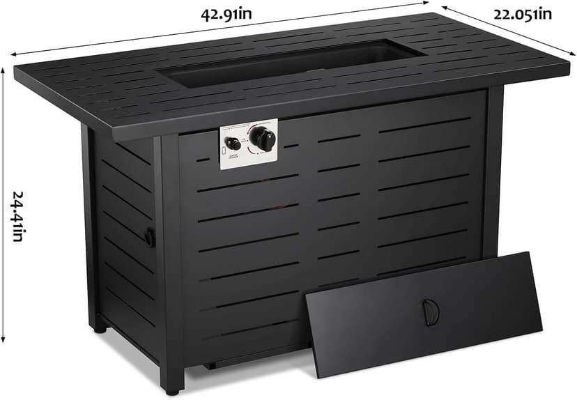 ZAFRO 43Inch 2-in-1 Fire Pit Table & Firepit - Adjustable Flame Height, 50,000 BTU Smokeless & Windproof Design, CSA Certified Durable Metal Frame, Eco-Friendly Propane Heater for Garden/Patio