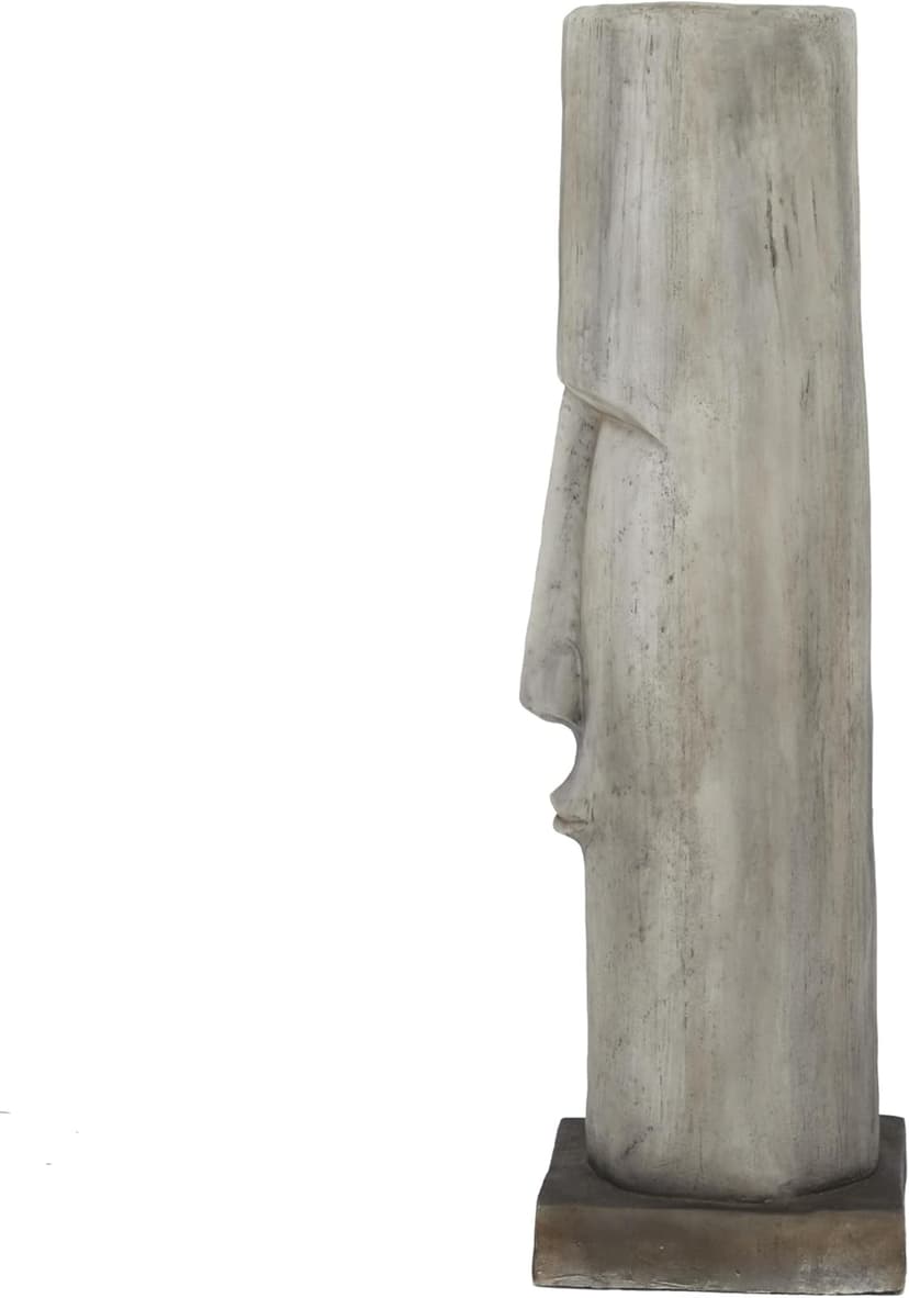 The Novogratz Magnesium Oxide Decorative Garden Sculpture Indoor Outdoor Easter Island Head Garden Statue, Outdoor Sculpture 10" x 10" x 33", Brown