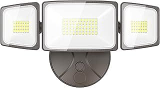 Onforu 60W Flood Lights Outdoor, 6000LM Brightness Security Lights Switch Controlled, 3 Adjustable Heads, IP65 Waterproof, 6500K Wall Mount Exterior LED Flood Light