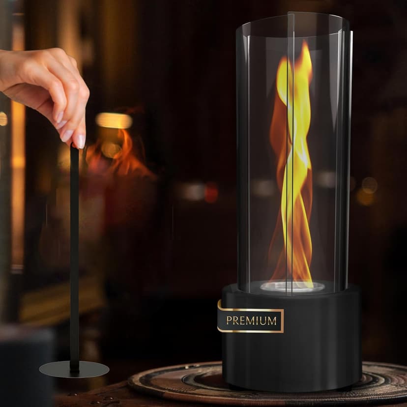 Tornado Tabletop Fireplace for Indoor and Outdoor Use – Premium Ethanol Fire Pit with Clear Glass, 60+ Min Burn, Perfect for Gatherings, Home Decoration, and Gift for Mother's Day