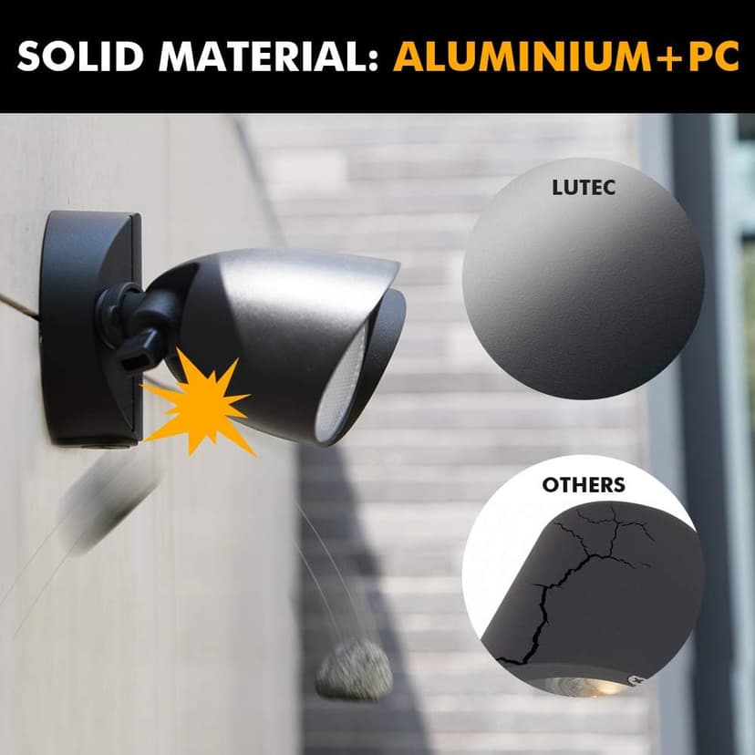 LUTEC 6222B-D2D 2500 Lumen 32 Watt Dusk to Dawn Dual-Head Flood Light Outdoor Waterproof Exterior Security Floodlight Light, Full Metal Design for Patio, Garden, Yard-Black