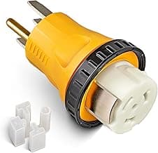 MECMO NEMA 14-50P to SS2-50R Twist Lock RV Generator Adapter, 50 Amp 14-50P RV Generator Plug to Shore Power Adapter, 125/250V for 50A Transfer Switch Power Inlet Box, RV Camper, Generator to House