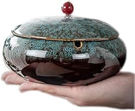 5.7" Ceramic Ashtray with Lids Windproof Cigarette Ashtray for Indoor or Outdoor Use Ash Holder for Smokers Desktop Smoking Ash Tray for Home Office Decoration