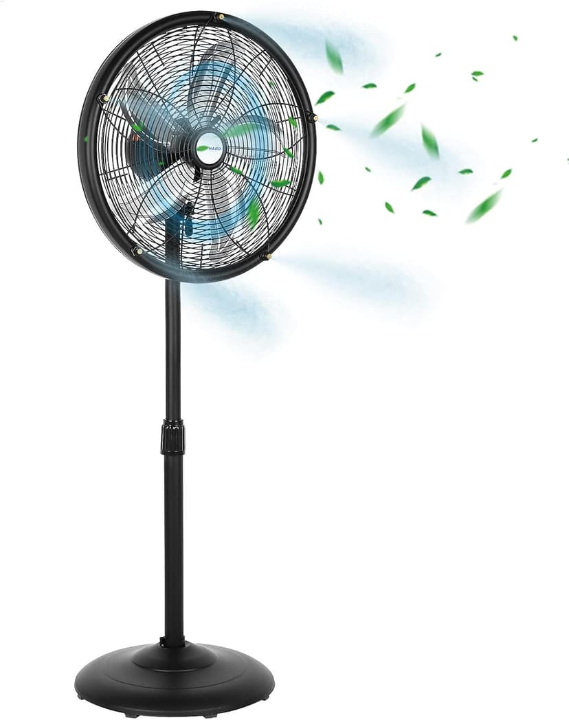 BILT HARD 18" Oscillating High-Velocity Outdoor Pedestal Misting Fan, 3-Speed Patio Fans for Outside, Adjustable Height, 120° Oscillation, Waterproof, Industrial Fan for Outdoor- UL Listed Black