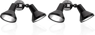 Two Light Black Outdoor Flood Lights Exterior Flood Lights Security Fixture - Heavy Duty Cast Aluminum Durable Weather Proof Par38 Flood Light (Black, 2 Pack)