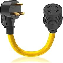 Generator Transfer Switch Adapter Cord TT-30 RV 30Amp to L14-30 Flexible with Ergonomic Handle, 30 Amp 3 Prong to 4 Prong 10 AWG Generator Plug Adapter, RV Generator Plug to Inlet Box 1FT