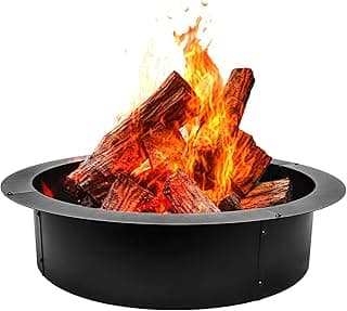 QuliMetal 36-Inch Steel Fire Pit Ring Insert, DIY Campfire Ring Above or In-Ground, Black
