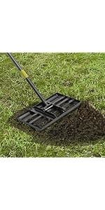 63'' Bow Rake ，17 Tines Metal Head Rakes with Stainless Steel Handle，Heavy Duty Garden Rake for Loosening Soil Gathering Leaf Leveling Lawn Farming Land Management Yarn Thatch Rake