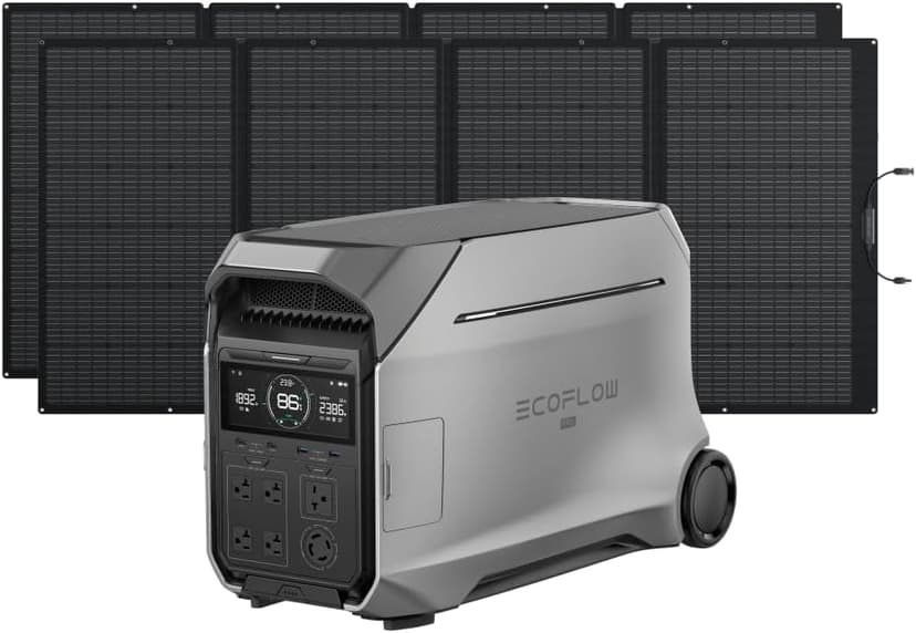 EF ECOFLOW Solar Generator 4096Wh DELTA Pro 3 with 2X400W Portable Panels, 120/240V 4000W AC Output, Solar Generator for Home Use, Camping Accessories, Emergencies, Power Outages, RVs
