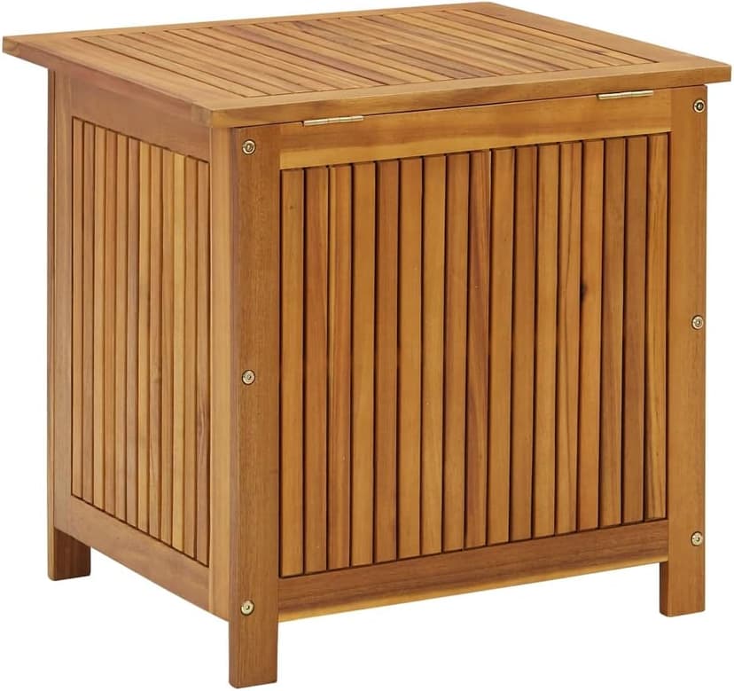 vidaXL Outdoor Storage Box, Deck Box with Lid, Storage Chest with Water-Resistant Bag Inside, 23.6''x19.7''x22.8'', Solid Acacia Wood