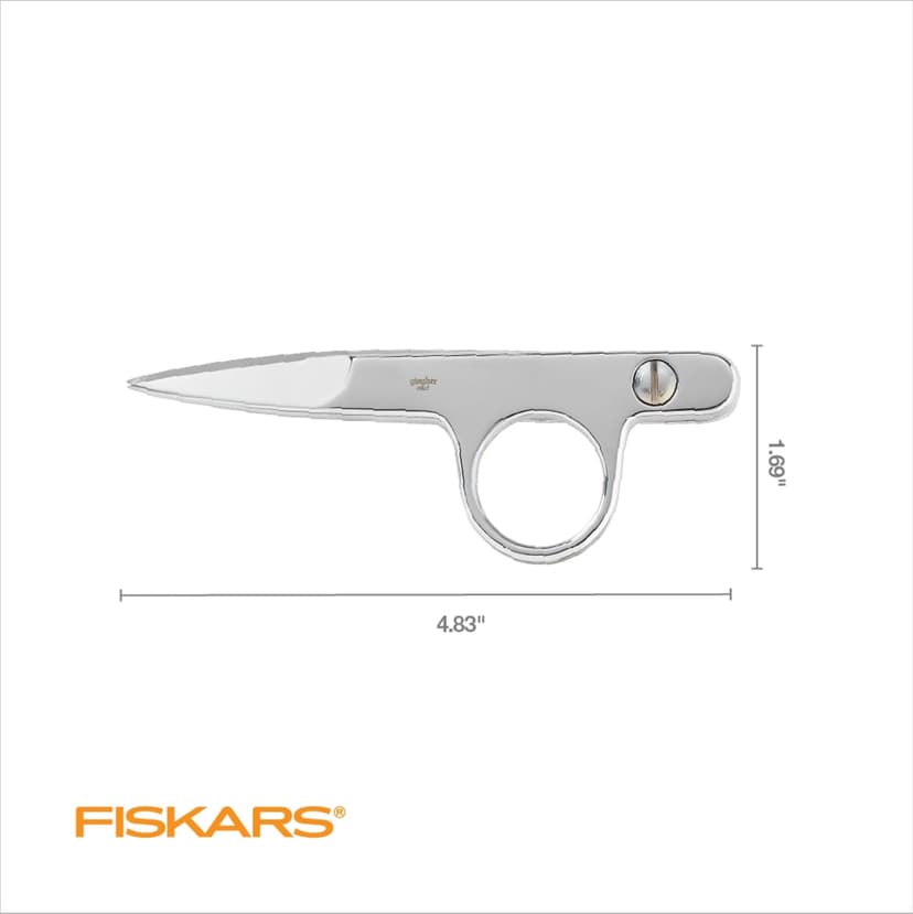 Gingher Spring-Action Knife-Edge Thread Nippers - 4.5" Stainless Steel Shears - Sharp Knife Edge Fabric Scissors with Protective Leather Sheath - Silver