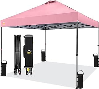 CROWN SHADES 10x10 Pop Up Canopy, Patented Center Lock One Push Instant Popup Outdoor Canopy Tent, Newly Designed Storage Bag, 8 Stakes, 4 Ropes