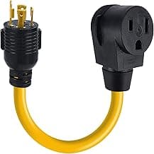 NEMA L14-30P to 6-50R Generator Welder Adapter Plug Power Cord,30 Amp to 220V 50 Amp Twist Locking Generator 4 Prong Male Plug to 3 Prong Welder Adapter Female,30 Amp 125/250v 10AWG 1.5FT