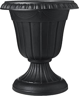 PL20BK Classic Traditional Plastic Urn Planter Indoor/Outdoor, 10" x 12", Black
