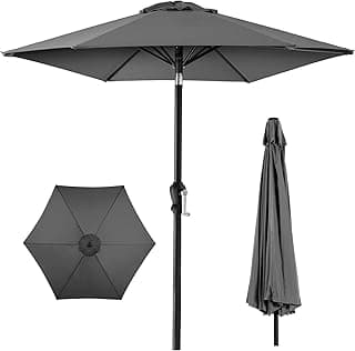 Best Choice Products 10ft Outdoor Steel Polyester Market Patio Umbrella w/Crank, Easy Push Button, Tilt, Table Compatible - Gray