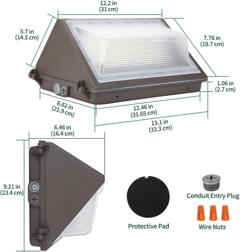 LED Wall Pack 100W 13000lm 5000K Daylight 100-277V, IP65 Waterproof Dusk-to-Dawn Outdoor Lighting for Security, ETL Listed (4 Pack)