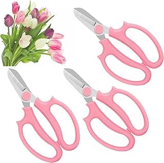 3 Pcs Garden Scissors Floral Shears,Professional Floral Scissors with Comfortable Grip Handle,Premium Garden Pruning Shears for Plants Trimming and Fruit Picking Trimming,Pink