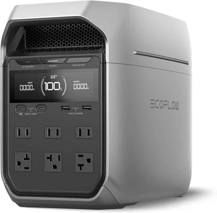 EF ECOFLOW Portable Power Station DELTA 3 Plus, 1024Wh LiFePO4 (LFP) Battery, 1800W AC/140W USB-C Output, Solar Generator (Solar Panel Optional) for Home Backup, Camping&RV