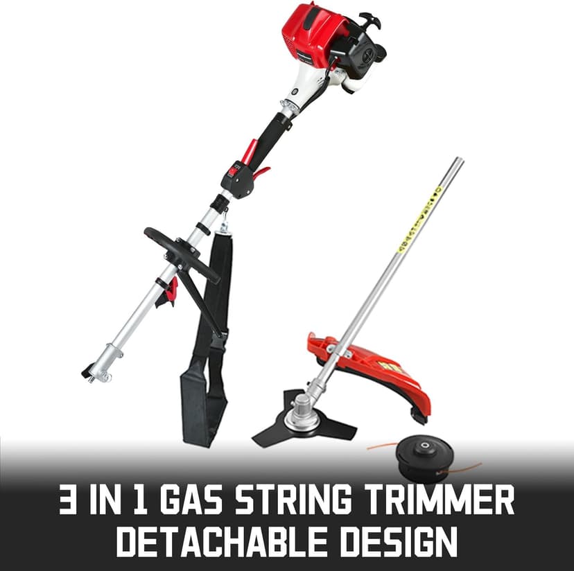 PowerSmart 25.4cc Gas Weed Wacker, 3-in-1 String Trimmer/Edger 16-Inch with 10-Inch Brush Cutter for Grass Cutting