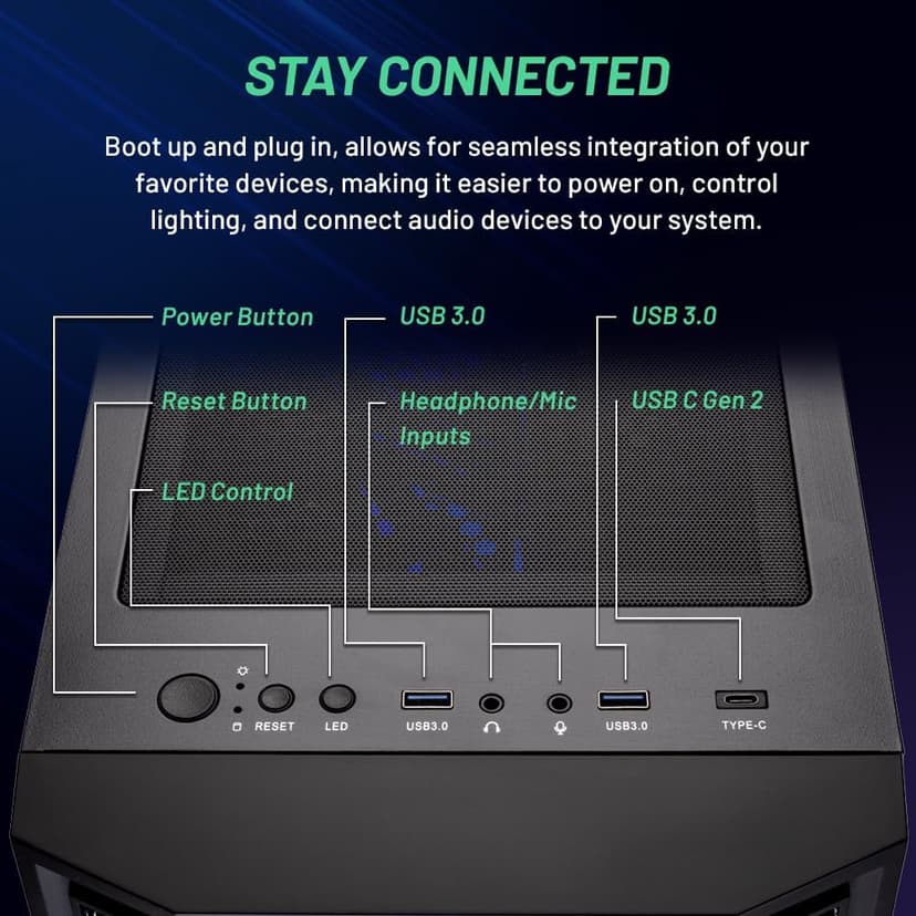 Skytech Gaming Shadow Gaming PC, Intel i7 12700F 2.1 GHz, RTX 4060, 1TB NVME, 16GB DDR4 RAM 3200, 600W Gold PSU Wi-Fi, Win 11 Home, RGB-Keyboard and RGB-Mouse Included,Black