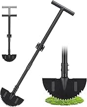 Lawn Edger, 42 Inch Half Moon Manual Edger Lawn Tool, Heavy Duty Saw Tooth Driveway Sidewalk Flower Bed Landscaping Grass Step Edging Tool, T-Grip, Long Handle