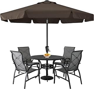 ABCCANOPY Patio Umbrella 9ft - Outdoor Table Umbrella with Push Button Tilt and Crank, 8 Ribs Umbrella for Patio Pool Garden Deck (Brown)