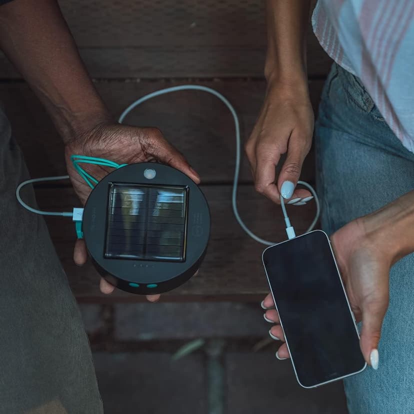 BioLite MPOWERD Luci Solar String Lights + Phone Charger: White 18' Rechargeable via Solar or USB-A, 100 Lumens LEDs, Lasts Up to 20 Hours, Waterproof, Camping, Backyard, and Travel