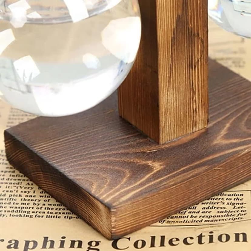 Plant Terrarium with Wooden Stand, Desktop Propagation Stations Glass Air Planter Metal Swivel Holder for Indoor Live Hydroponics Plants Office Home Garden Decor (1 Bulb Vase)