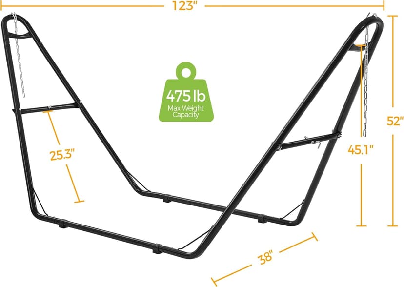 Yaheetech Universal Hammock Stand, Heavy-Duty Double-Pipe Steel Hammock Stand for 9-14.5 Ft Hammocks, 475 Lb Capacity and Capable of Holding 2-3 People