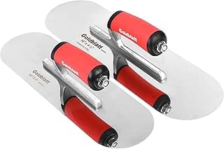 Goldblatt 2 Pieces Pool Trowel Stainless Steel with Soft Grip Handle, Includes 16'' x 4-1/2'' & 14'' x 4'' Finishing Trowels Set, Lightweight Alloy Mounting, Round End