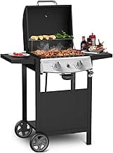 Propane Gas Grill 21000 BTU with 2-Burner,325 sq.in. Outdoor BBQ Grill for Barbecue Cooking with Top Cover Lid,Wheels,Side Storage Shelves,Barbeque Stove for Patio Garden Camping,Black