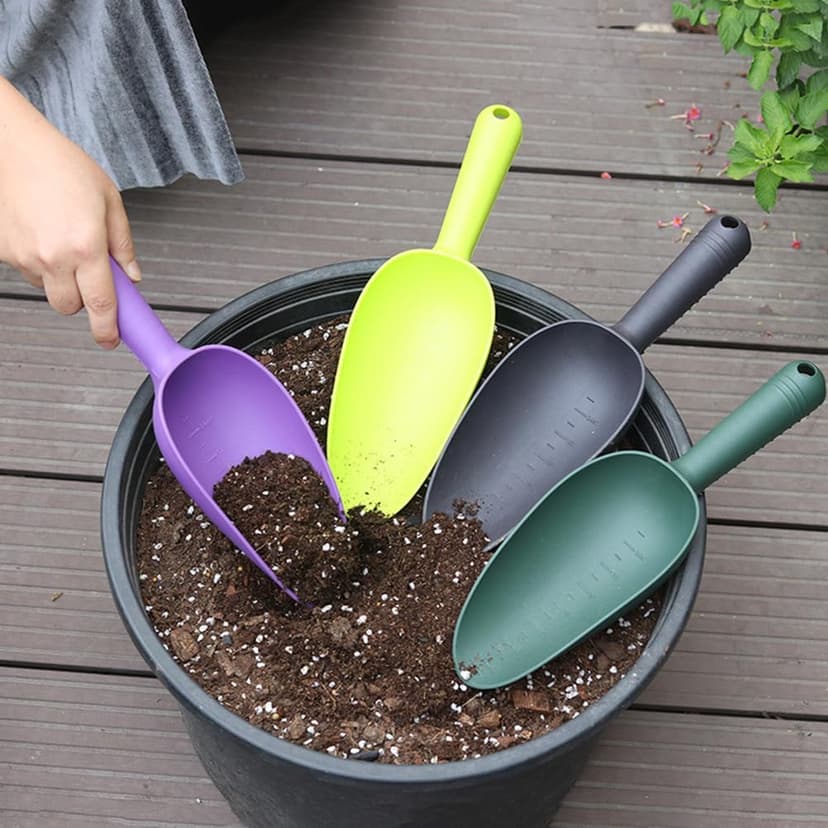 Angoily Garden Shovel, 5PCS Shovels for Digging with Mark, Plastic Soil Scoop Colorful Soil Shovel Trowel Garden Tool, Gardening Shovel, Hand Shovel, Cultivating Planting Shovel Gardening Tool