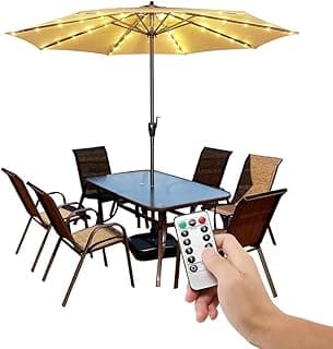 Patio Umbrella Lights Cordless Lighting with Remote Control 8 Brightness Mode LED Patio Light Wireless Battery Operated Waterproof for Patio Backyard Umbrella Outdoor Garden Decor