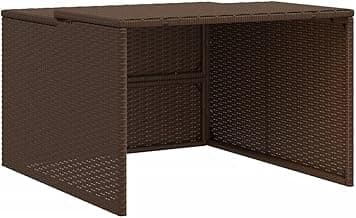 vidaXL Robot Mower Garage - Brown Poly Rattan, Weather-Resistant Storage Shed, 33.9"x35.4"x20.5"/22.4" for Garden Robotic Lawn Mower