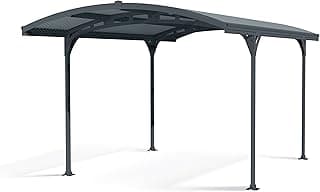 Palram Canopia Atlas 10 x 16 Metal Carport, Heavy Duty Car Port, Weather-Protected Gray Aluminum Frame, Bronze Polycarbonate RV & Car Storage, UV Protected, DIY Truck Garage Kit, 10-Year Warranty