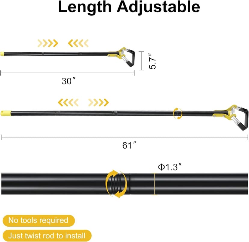 Stainless Steel 62Inch Garden Hoe, Weeding Loop Stirrup Hoe Tool for Garden, Scuffle Hula Hoe with Adjustable Handle - Black
