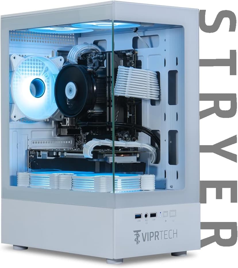 ViprTech Stryker 1.0 Gaming PC - AMD Ryzen 7 (4.1GHz Turbo), RX 580 8GB, 32GB DDR4 3200, 1TB NVMe SSD, 700W PSU, WiFi BT, Win 11 Pro, RGB, Desktop Computer Prebuilt, White