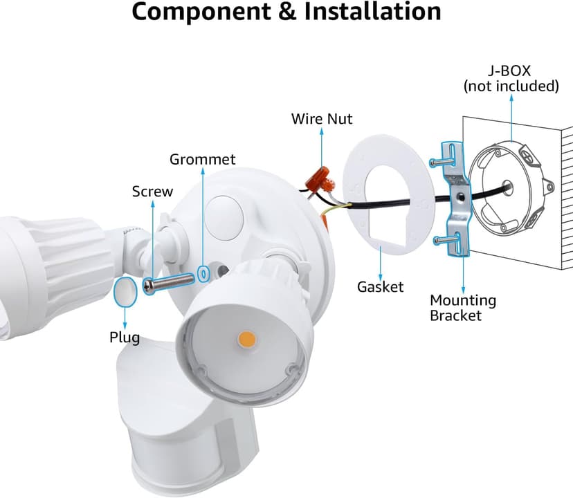 LEONLITE COB LED Security Light, Motion Sensor Flood Lights Outdoor, Aluminum, 3 Modes Motion Detector+Dusk to Dawn+Switch Control, 100-277V, Adjustable 2-Head, IP65, 5000K Daylight, ETL, White