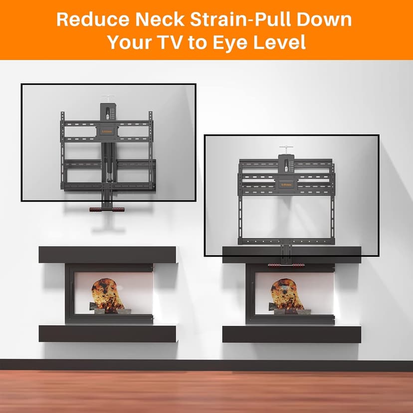 Fireplace Pull Down TV Mount Over Fireplace with Height Adjust for Most 43" - 80" TVs, Max VESA 600x400mm, up to 80lbs, Above Fireplaces TV Mount