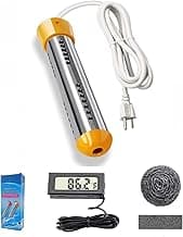 HASTER Portable Pool Immersion water Heater for Inflatable Pool Bathtub,Bucket Heater with 304 SS Guard,Electric Submersible Water Heater with LCD Thermometer,Heat 5 Gallon Water in Minutes In&Out
