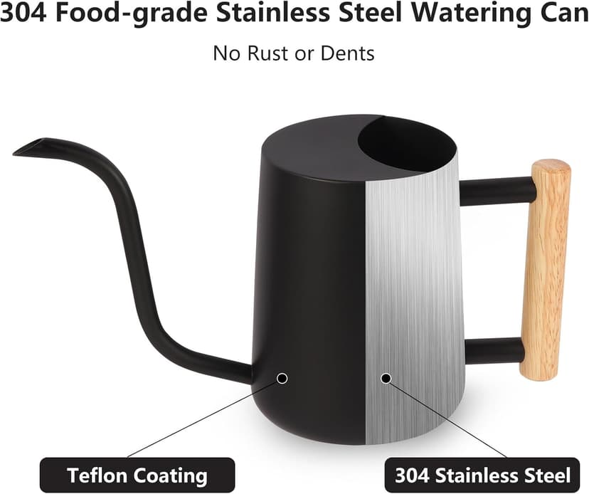 Plant Watering Can,35oz Metal Watering Can,Stainless Steel Watering Can Indoor Plants with Long Curved Spout,Small Watering Can for Indoor Plants,Bonsai Outdoor Garden Modern Decorative(Black)