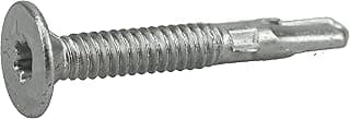 Premium Self-Drilling Metal Screws, Epoxy Coated Steel, Wafer Head Wood to Metal Winged Point Screws, Silver, #10 x 1-7/16 inches, Box of 68 Screws