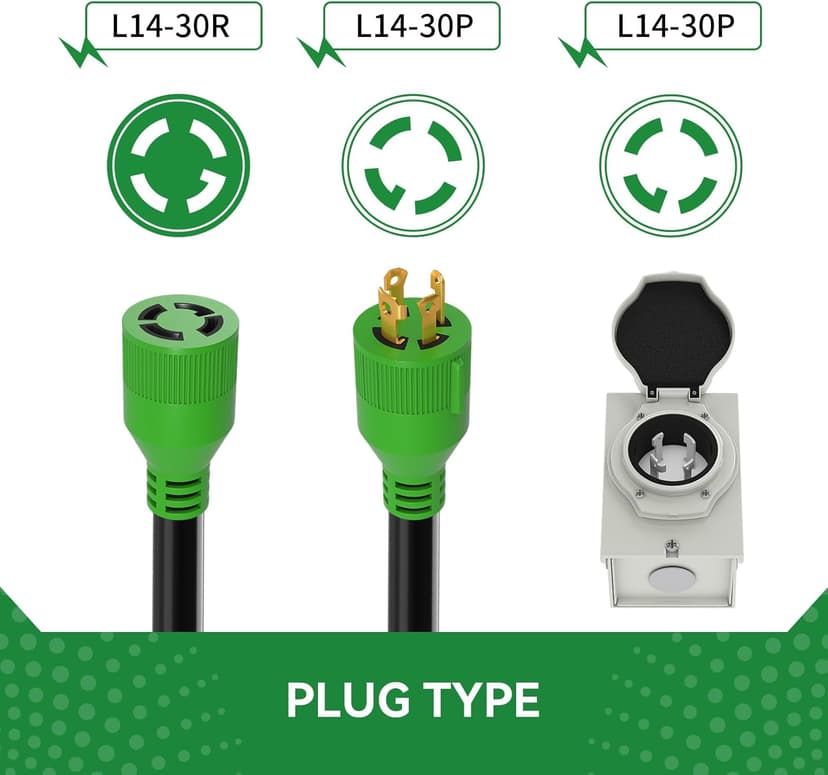 30 Amp Generator Cord 25FT and Power Inlet Box, Pre-Drilled 30 Amp Generator Inlet Box with Cord, NEMA L14-30P to L14-30R Generator Cord Waterproof Combo Kit, ETL Listed