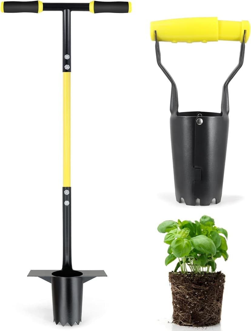Jardineer 2PCS Bulb Planter Tools Set, Long Handle Garden Transplanter and Small Bulb Planting Tool with Deep Marker, Ideal for Planting Bulbs, Seedlings, Flowers & Vegetables